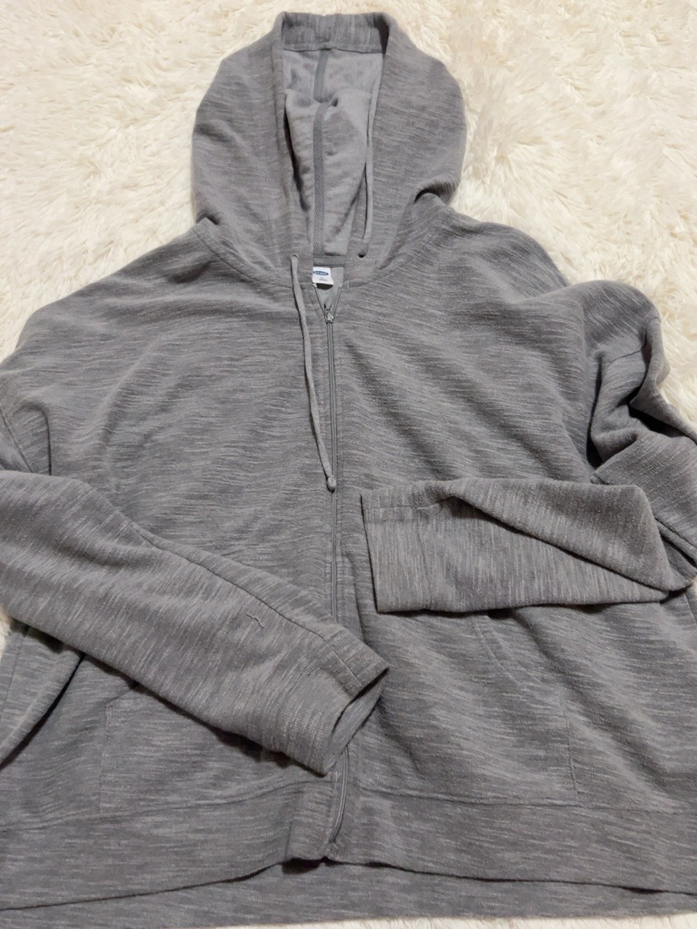 Old Navy Gray Full-Zip Hooded Sweater